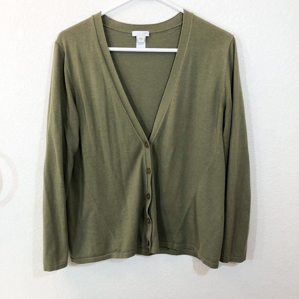 🏖J Jill Green Cardigan Sz L - Picture 2 of 4